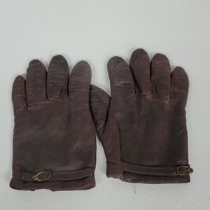 VTG ETIENNE AIGNER LADIES BROWN LEATHER EVERYDAY GLOVES WOOL LINED Sz 7